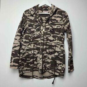 True Religion Camo‎ Military Cargo Jacket Brown Zip Front Size XS